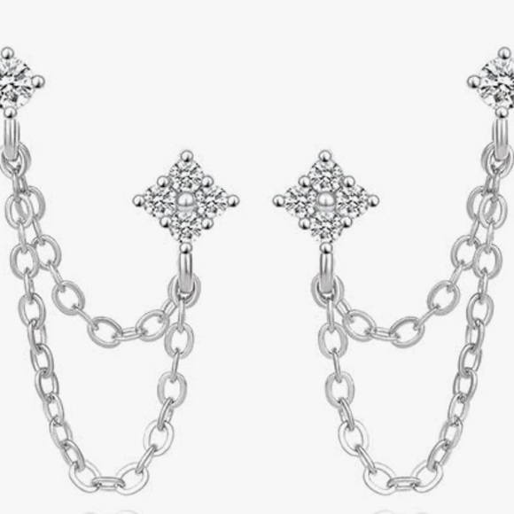 Sterling Silver Chain Earrings - Picture 6 of 7